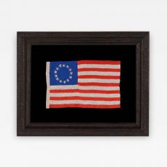 13 Hand Embroidered Stars and Hand Sewn Stripe on Antique American Flag - 637228