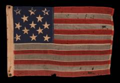 13 Hand Sewn Stars in a 3 2 3 2 3 Pattern on an Antique American Flag - 639031
