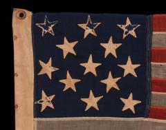 13 Hand Sewn Stars in a 3 2 3 2 3 Pattern on an Antique American Flag - 639032