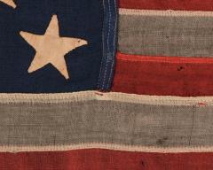 13 Hand Sewn Stars in a 3 2 3 2 3 Pattern on an Antique American Flag - 639034