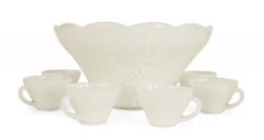 13 Piece American Victorian Milk Glass Punch Bowl Set - 4666174