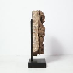 13th Century Indian Sandstone Stele Figure Dancing Goddess Antiquity Fragment - 1949947