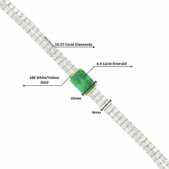 14 47 Carat Emerald Center and Diamond 2 Strand Tennis Bracelet - 3793469