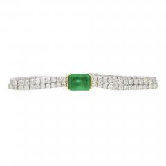 14 47 Carat Emerald Center and Diamond 2 Strand Tennis Bracelet - 3798264