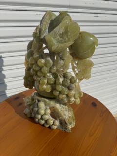 14 5 Jade 2 piece Sculpture of Grapes and Birds - 4432687