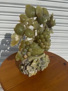 14 5 Jade 2 piece Sculpture of Grapes and Birds - 4432690