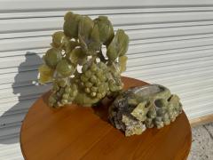 14 5 Jade 2 piece Sculpture of Grapes and Birds - 4432735