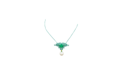 14 89 Carat Minor Oil Colombian Emerald Green Gold Enamel Art Nouveau Necklace - 3640868