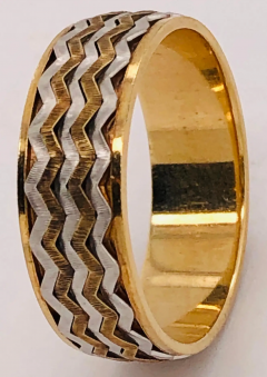 14 Karat Two Tone Band Ring or Wedding Band - 2658350