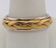 14 Karat Two Tone Gold Braid Styled Band or Wedding Ring - 2658277