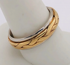 14 Karat Two Tone Gold Braid Styled Band or Wedding Ring - 2658278