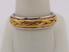 14 Karat Two Tone Gold Braid Styled Band or Wedding Ring - 2658301