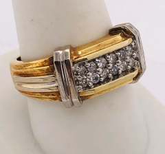 14 Karat Two Tone Gold Contemporary Ring with Diamonds 0 75 Total Diamond Weight - 2658328