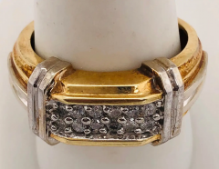 14 Karat Two Tone Gold Contemporary Ring with Diamonds 0 75 Total Diamond Weight - 2658335