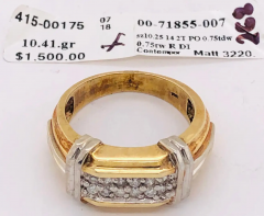 14 Karat Two Tone Gold Contemporary Ring with Diamonds 0 75 Total Diamond Weight - 2658361