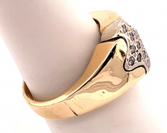 14 Karat Two Tone Yellow and White Gold Ring with Diamond Cluster 0 30 TDW - 2553877