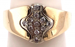 14 Karat Two Tone Yellow and White Gold Ring with Diamond Cluster 0 30 TDW - 2553885