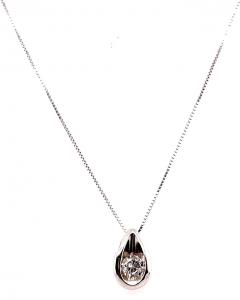 14 Karat White Gold 16 Inch Free Form Necklace with Diamond Pendant - 2712757