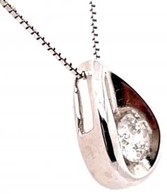 14 Karat White Gold 16 Inch Free Form Necklace with Diamond Pendant - 2712758