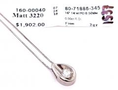 14 Karat White Gold 16 Inch Free Form Necklace with Diamond Pendant - 2712765