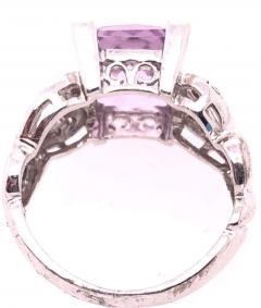14 Karat White Gold Amethyst Solitaire Ring with Diamond Accents - 2753300
