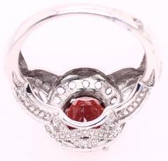 14 Karat White Gold Antique Ring Oval Garnet Center with Accents - 2733566