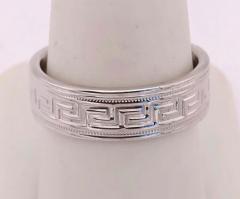 14 Karat White Gold Band Ring Wedding Band Ring Greek Key Design - 2659824