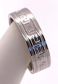 14 Karat White Gold Band Ring Wedding Band Ring Greek Key Design - 2659829