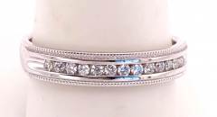 14 Karat White Gold Band Ring Wedding Band with 25 Total Diamond Weight - 2658302