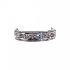 14 Karat White Gold Band Ring Wedding Ring with 9 Round Diamonds - 2666242