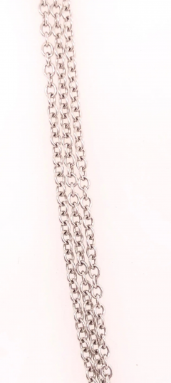 14 Karat White Gold Cable Link Three Strand Necklace - 2588525