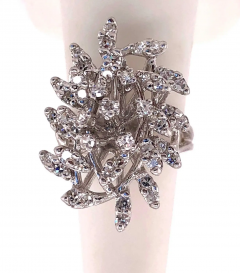 14 Karat White Gold Contemporary Diamond Cluster Ring - 2562723