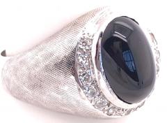 14 Karat White Gold Contemporary Onyx Ring with Diamonds - 2737540