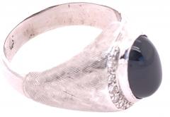 14 Karat White Gold Contemporary Onyx Ring with Diamonds - 2737541