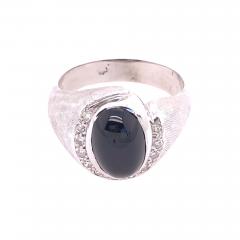 14 Karat White Gold Contemporary Onyx Ring with Diamonds - 2740468