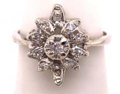 14 Karat White Gold Contemporary Ring Diamond Floral Design 0 33 TDW - 2940781