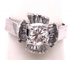 14 Karat White Gold Contemporary Ring with Diamond Cluster 1 00 TDW - 1254893