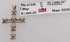 14 Karat White Gold Cross Pendant with Diamonds 0 25 Total Diamond Weight - 2598565