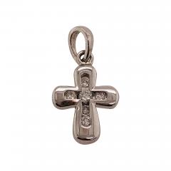 14 Karat White Gold Cross Religious Pendant 0 10 Total Diamond Weight - 2578368