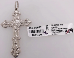 14 Karat White Gold Cross Religious Pendant - 2588502