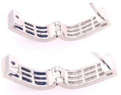 14 Karat White Gold Diamond And Sapphire Reversible Hoop Earrings - 1245362