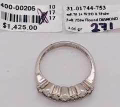 14 Karat White Gold Diamond Band Anniversary Bridal Ring 0 75 TDW - 2562715