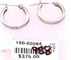 14 Karat White Gold Diamond Half Hoop Earrings - 2837133