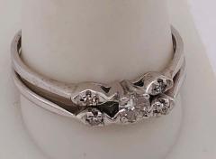 14 Karat White Gold Diamond Two Piece Set Ring Wedding Engagement Band - 2832037
