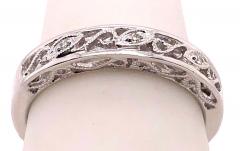 14 Karat White Gold Diamond Wedding Band Anniversary Filigree Ring - 2940727