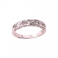 14 Karat White Gold Diamond Wedding Band Anniversary Filigree Ring - 2942402