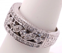 14 Karat White Gold Diamond Wedding Band Bridal Ring - 2765774