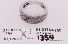 14 Karat White Gold Diamond Wedding Band Bridal Ring - 2765782