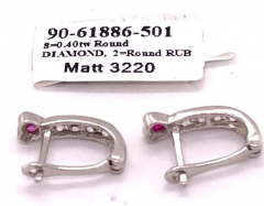 14 Karat White Gold Diamond and Ruby Earrings Latch Back 0 40 TDW - 2562662