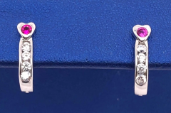 14 Karat White Gold Diamond and Ruby Earrings Latch Back 0 40 TDW - 2562687